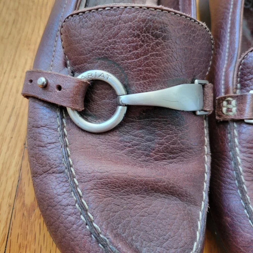 Ariat 8B Brown Leather Horsebit Loafers Slip‎ On Shoes Comfort 21192 CHARLESTON